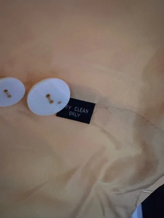 Vintage Ellen Tracy 100% Silk Blazer Yellow Pinstripe Double Breasted Size 10 - Picture 7 of 13